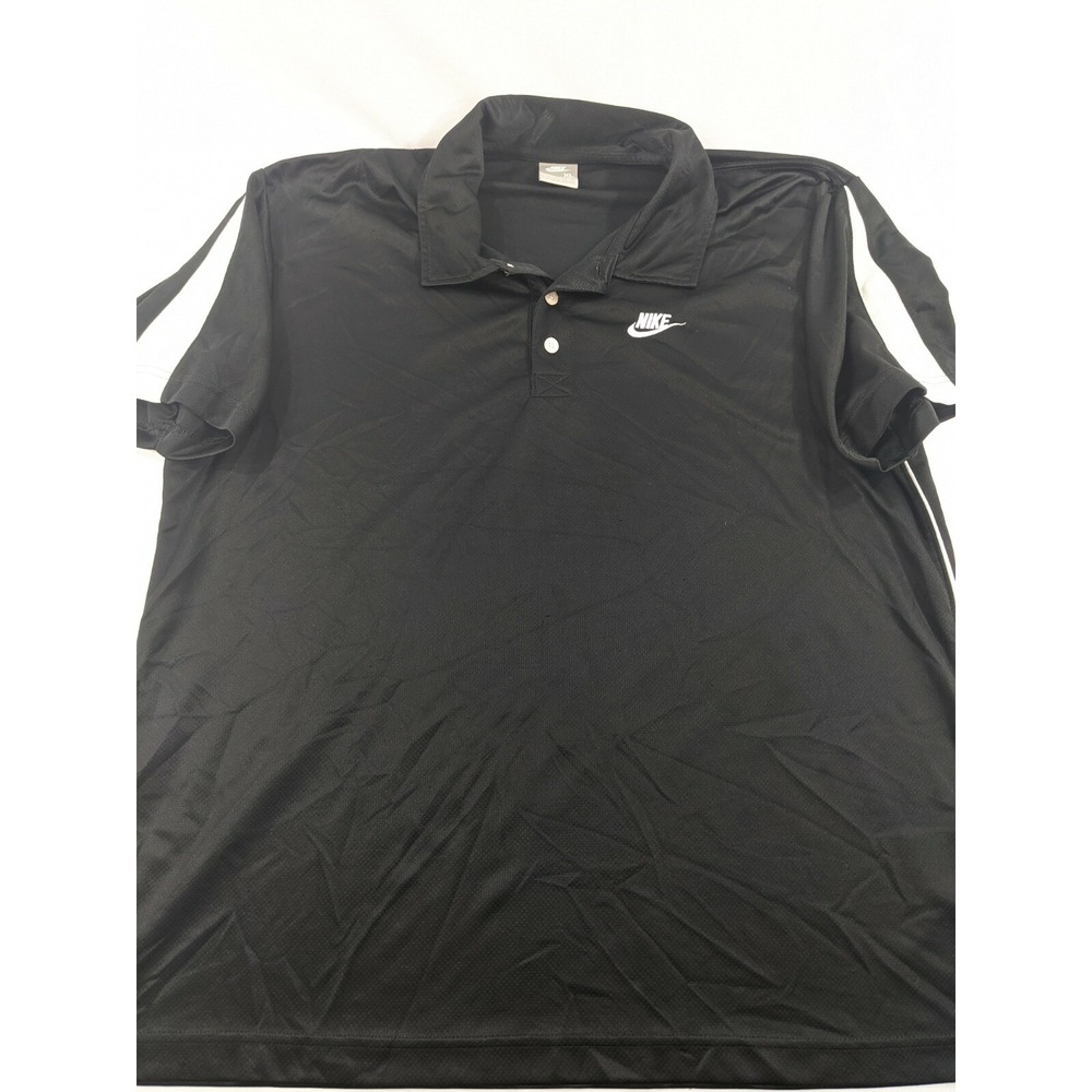 Vintage Nike Grey Tag Black‎ And White Res Polo Shirt Mens Size XL